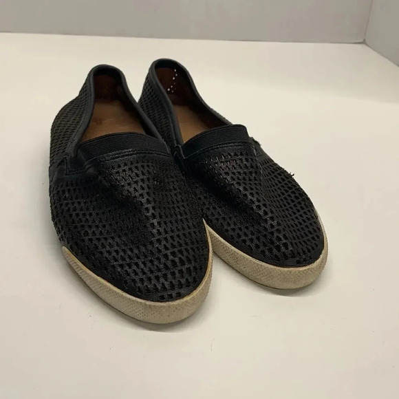 Frye Melanie Sneakers Perforated Laser Cut Logo Slip On Shoes Leather Black 5.5 - Picture 3 of 12